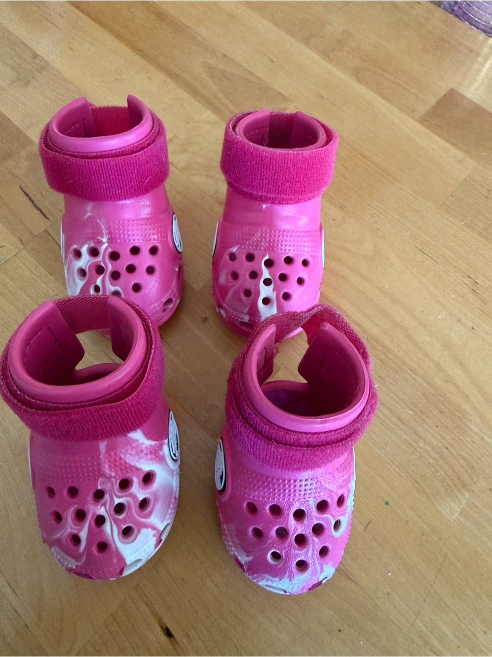 New Pink Dog Crocs Boots with Velcro Strap size medium